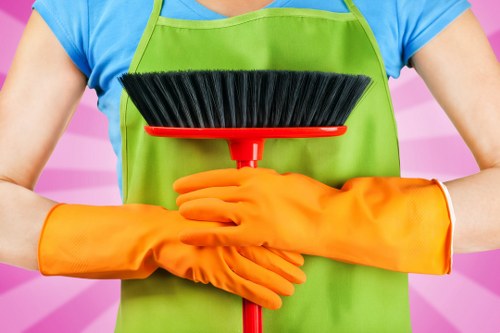 Oven cleaner working in a Putney apartment kitchen
