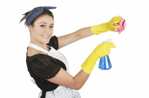 Trained cleaner applying careful methods during a deep clean in Putney